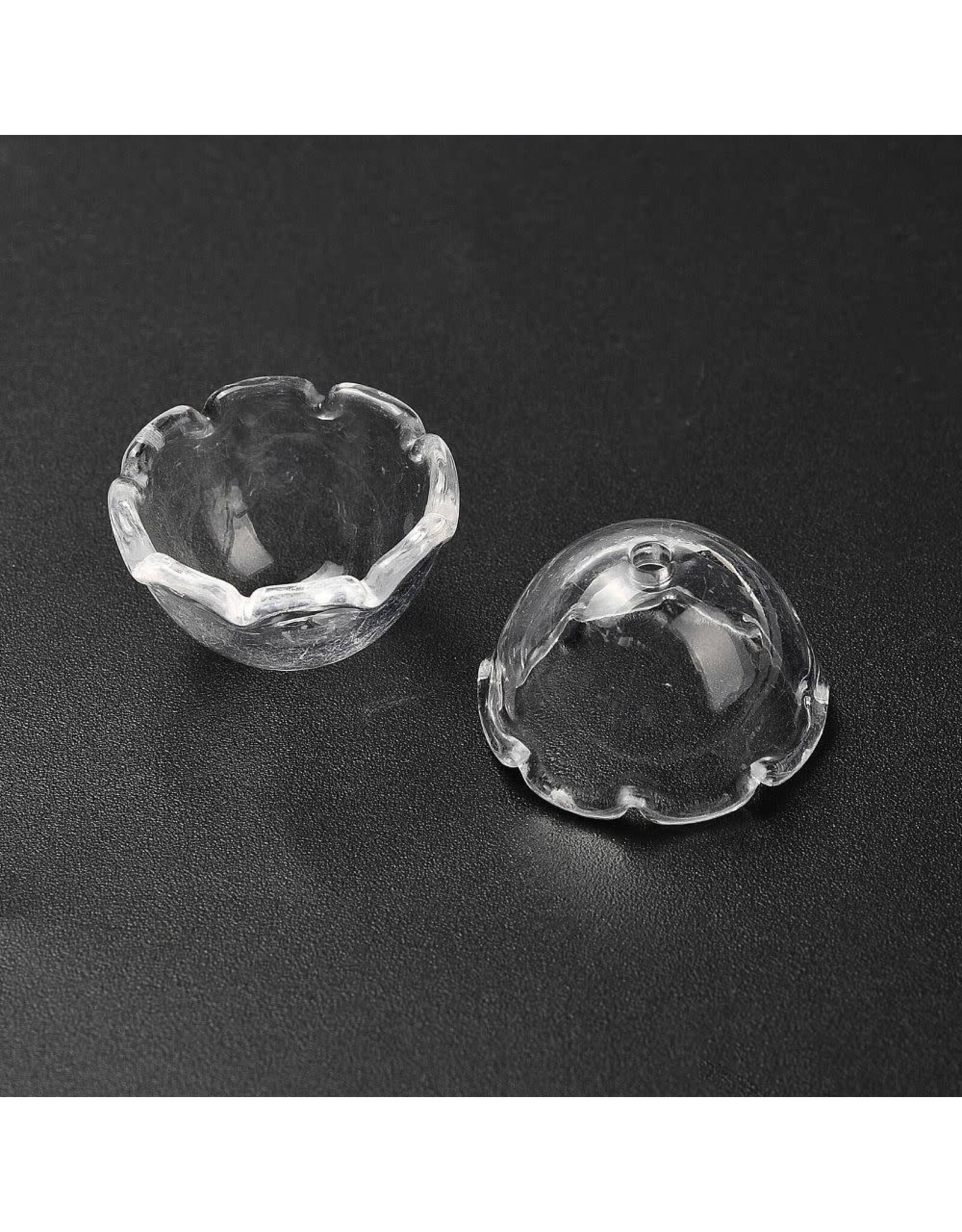 22mm Acrylic  Flower Cap   Clear  x12