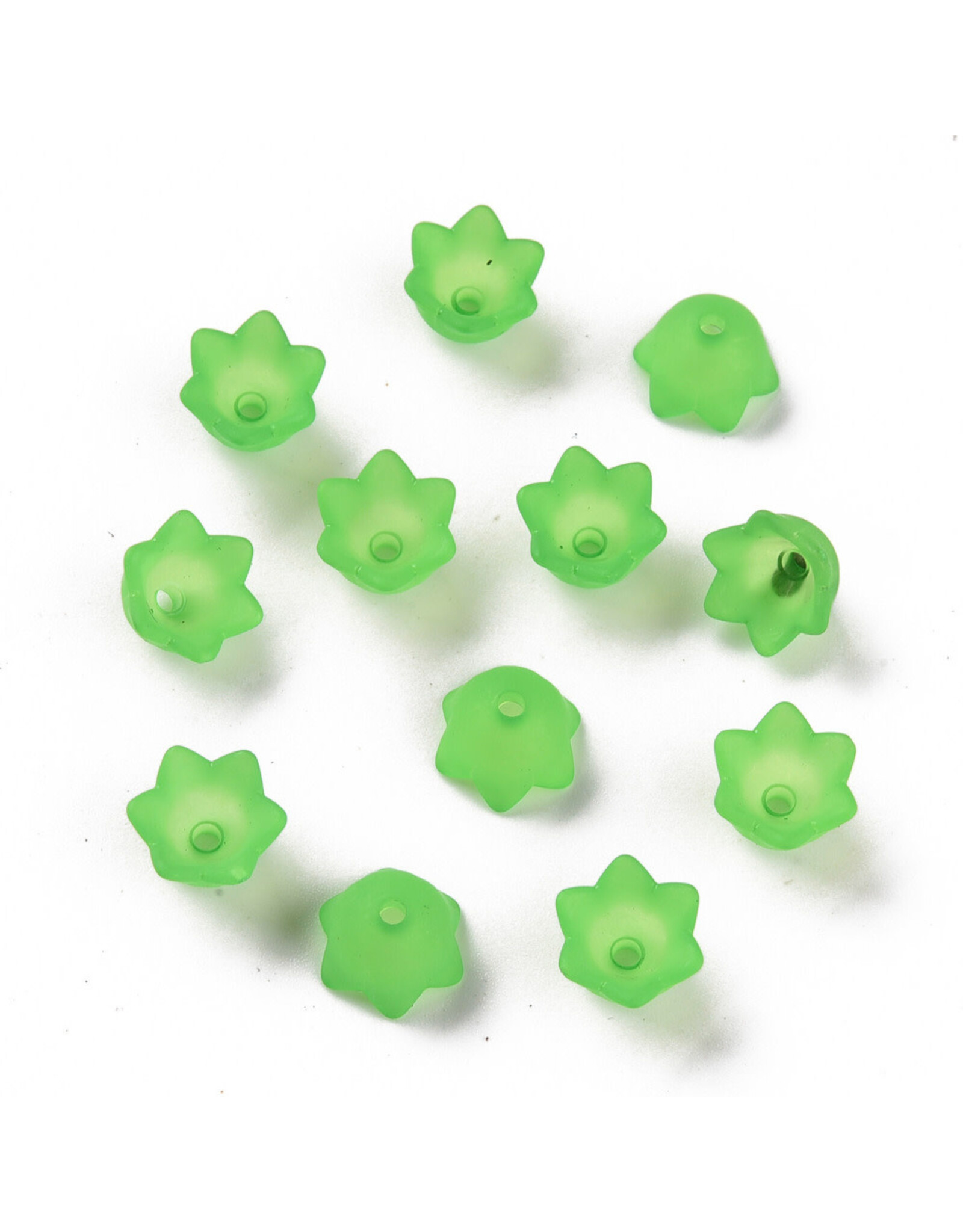 8x10mm Acrylic Flower Light Green  Matte x100