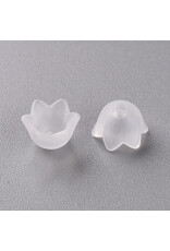 6x9mm Acrylic Bell Flower Cap Clear Matte  x100
