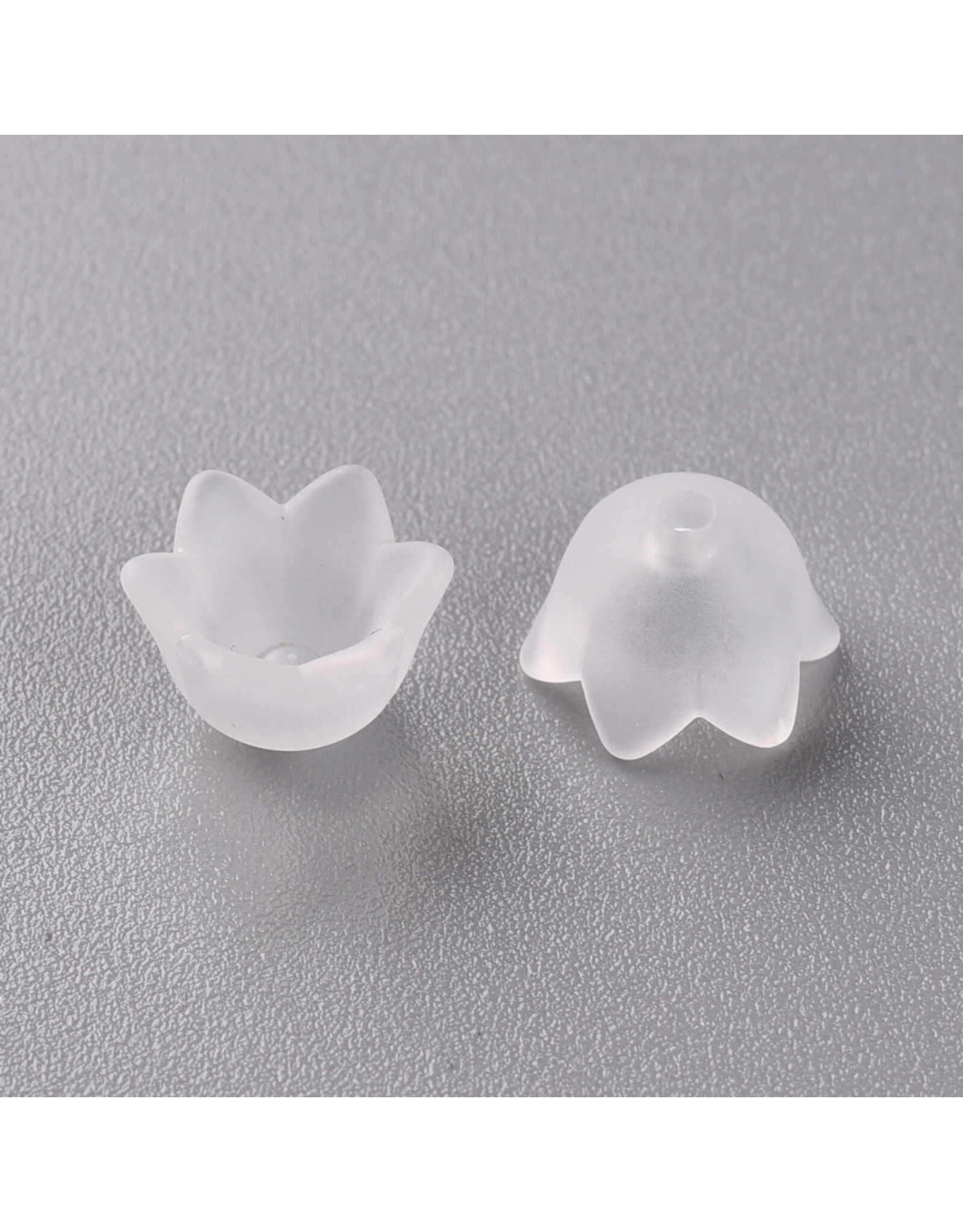 6x9mm Acrylic Bell Flower Cap Clear Matte  x100