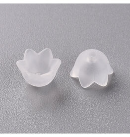 6x9mm Acrylic Bell Flower Cap Clear Matte  x100