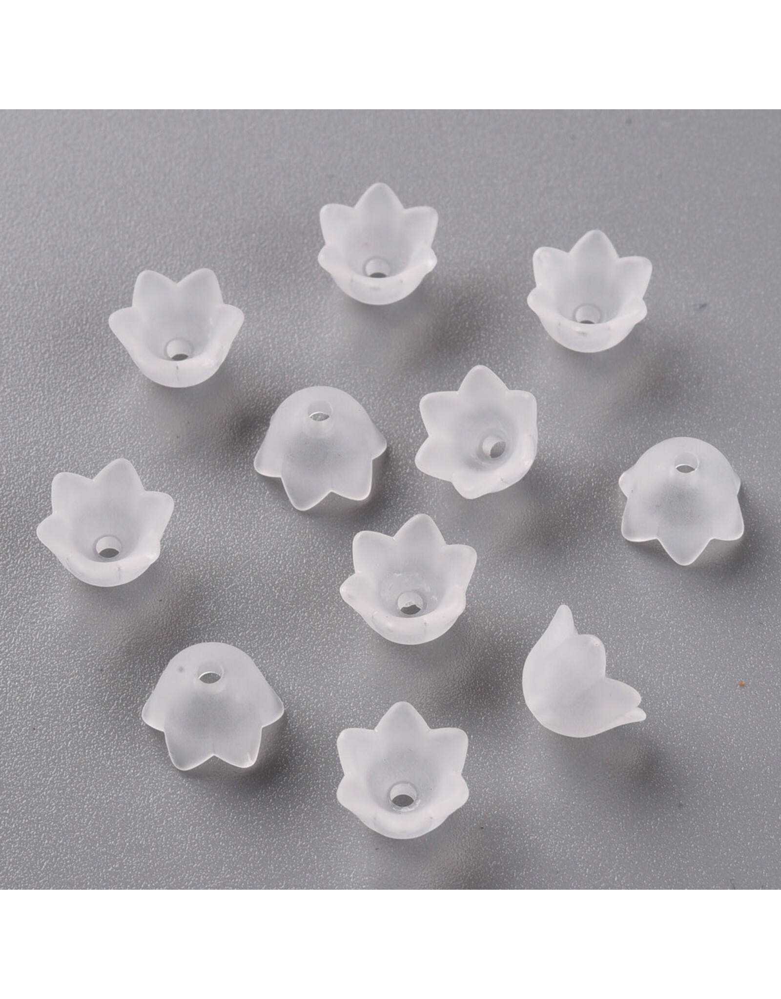 6x9mm Acrylic Bell Flower Cap Clear Matte  x100