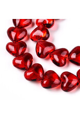 12x14mm Glass Heart  Bead Red