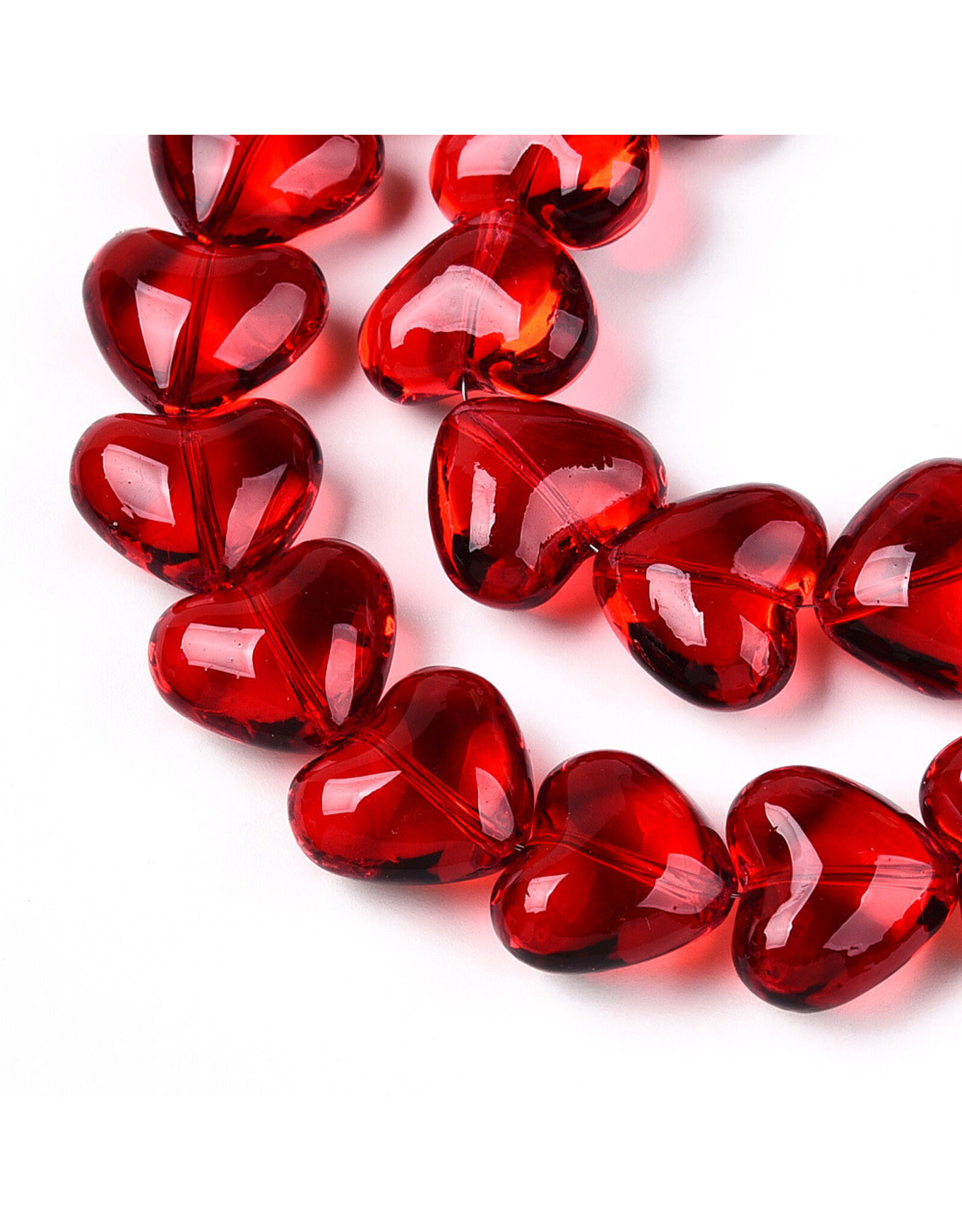 12x14mm Glass Heart  Bead Red