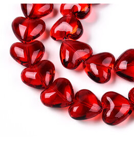 12x14mm Glass Heart  Bead Red