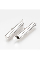 Slide On Clasp Brass Tube 5x30mm Real Platinum Plated x10 NF