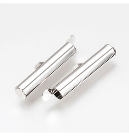 Slide On Clasp Brass Tube 5x30mm Real Platinum Plated x10 NF