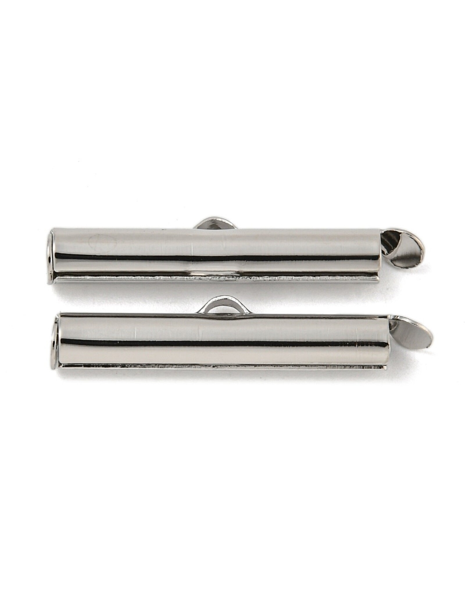Slide On Clasp Brass Tube 5x26mm Real Platinum Plated x10 NF