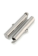 Slide On Clasp Brass Tube 5x26mm Real Platinum Plated x10 NF