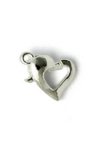 Heart Lobster Clasp 12mm Silver  x5  NF