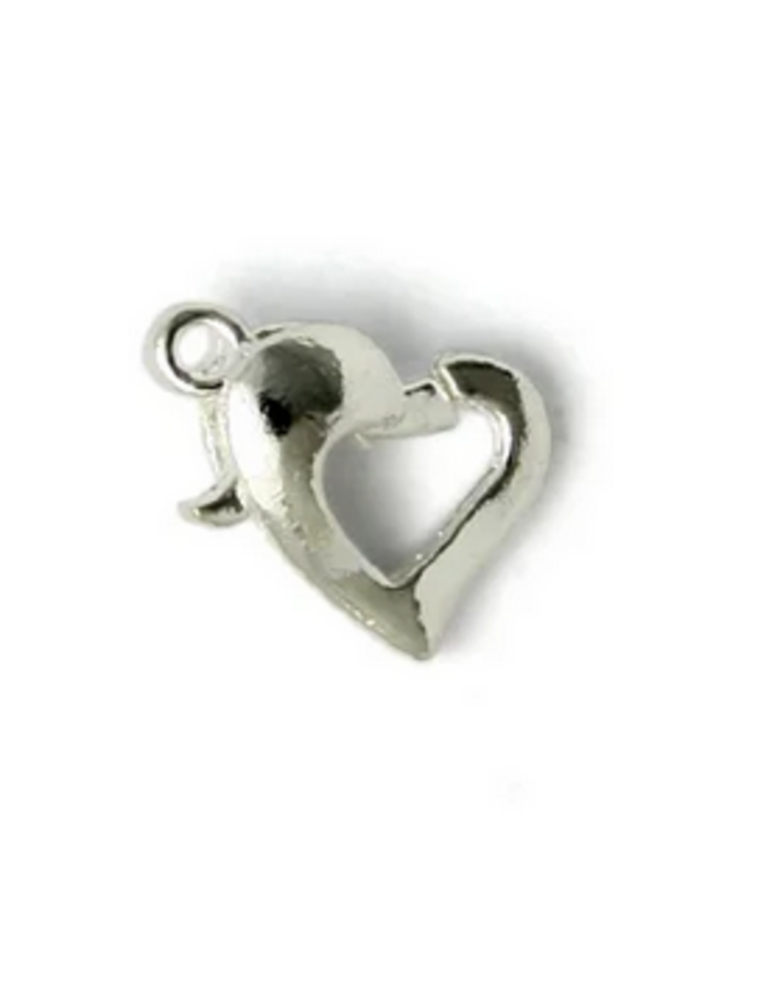 Heart Lobster Clasp 12mm Silver  x5  NF