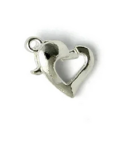 Heart Lobster Clasp 12mm Silver  x5  NF