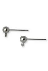 Earring Stud Round  4mm Gunmetal NF x50