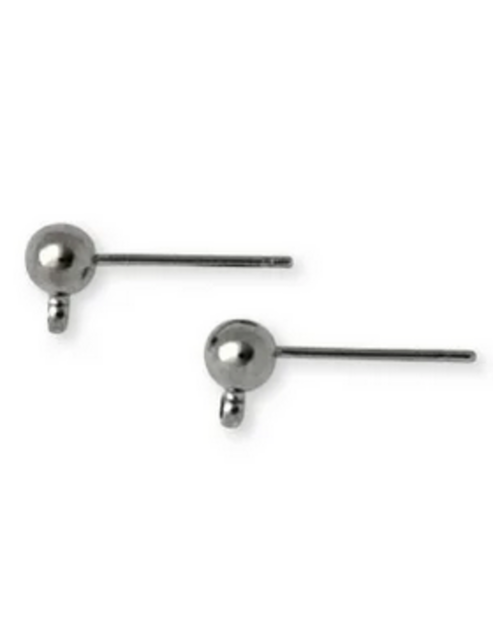 Earring Stud Round  4mm Gunmetal NF x50