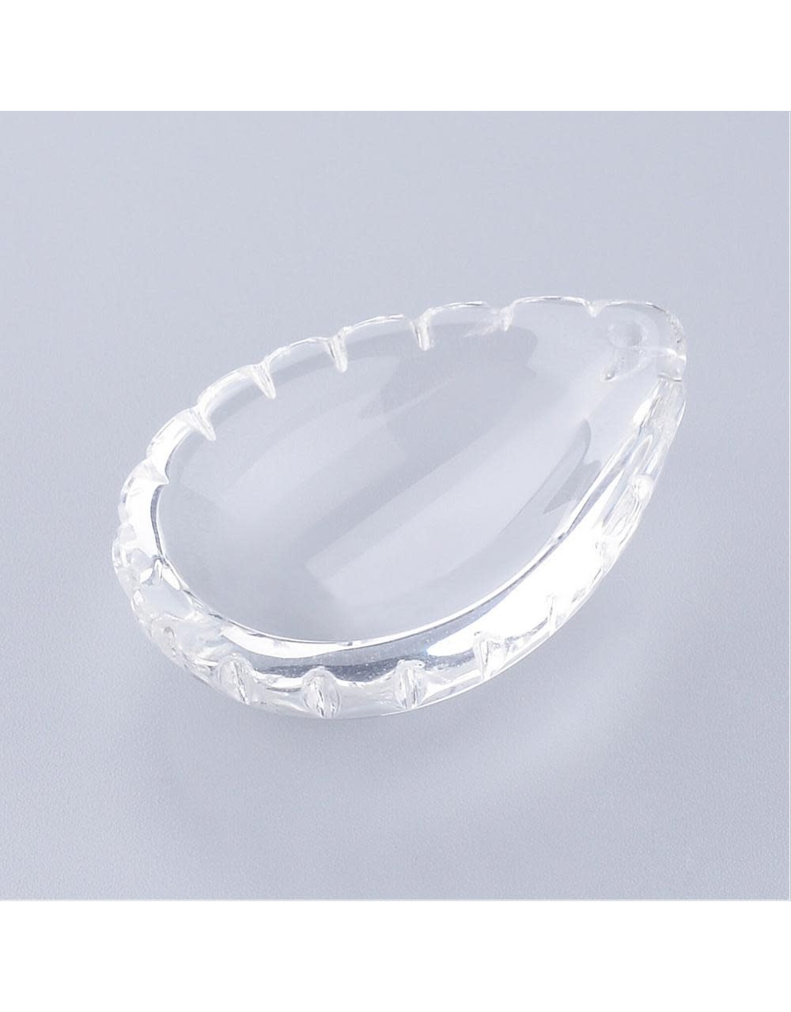 Drop Convex  Pleated Edge Clear Glass   33x23mm
