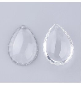 Drop Convex  Pleated Edge Clear Glass   33x23mm