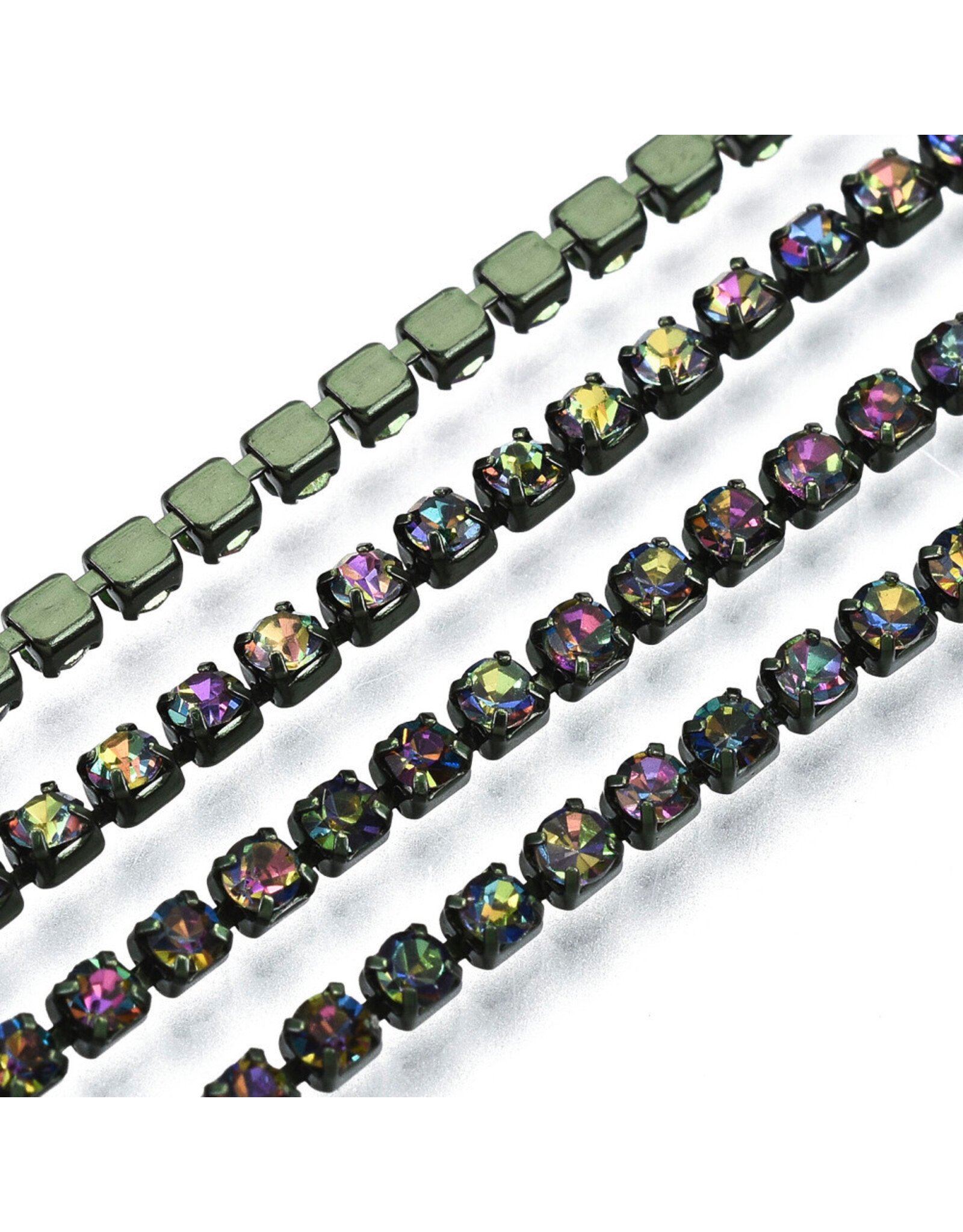 Rhinestone Banding 1 row 2mm  Grey AB/Olive