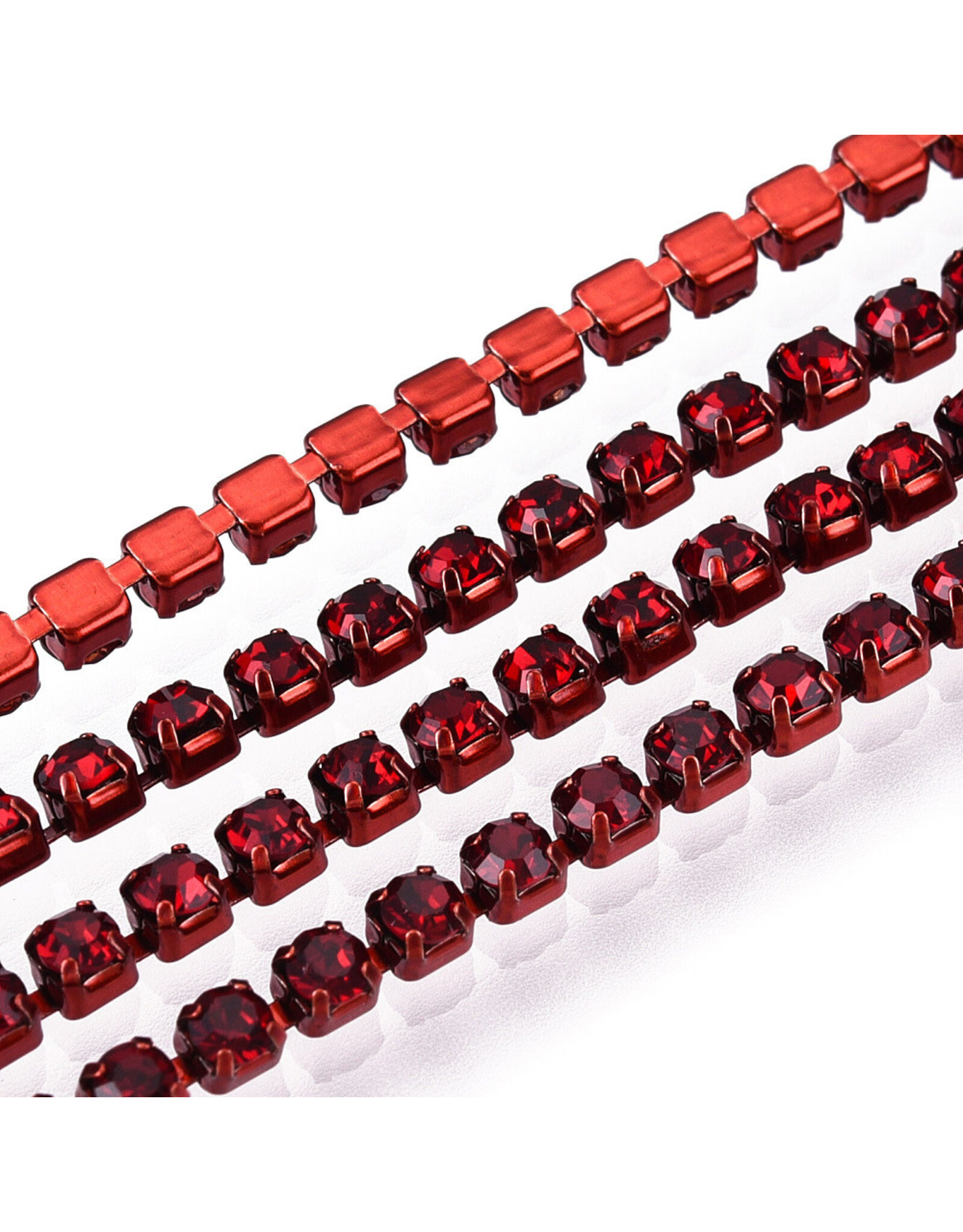 Rhinestone Banding 1 row 2mm  Siam/Red