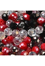 6x5mm Rondelle Red Black  Mix  50g