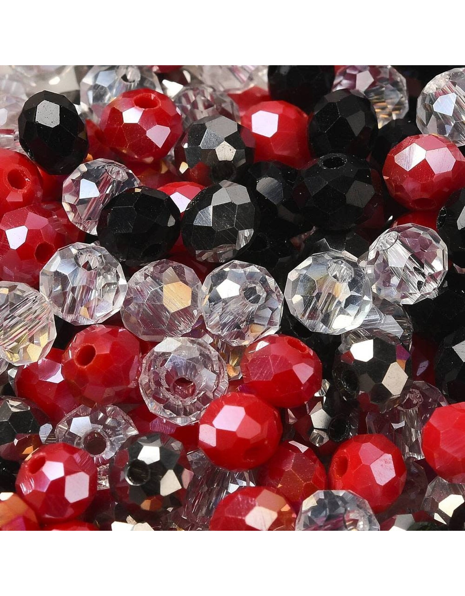 6x5mm Rondelle Red Black  Mix  50g