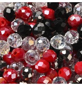 6x5mm Rondelle Red Black  Mix  50g