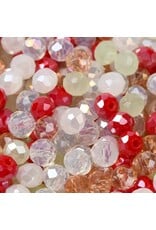 6x5mm Rondelle  Red White Green  Mix  50g