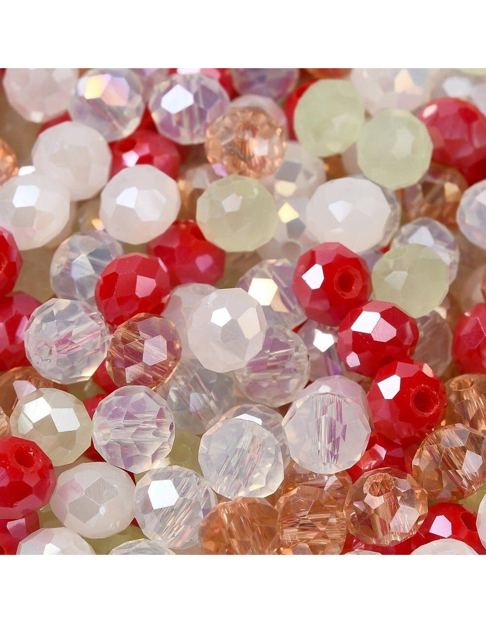 6x5mm Rondelle  Red White Green  Mix  50g