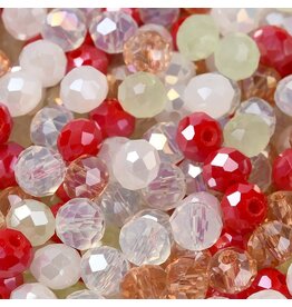 6x5mm Rondelle  Red White Green  Mix  50g