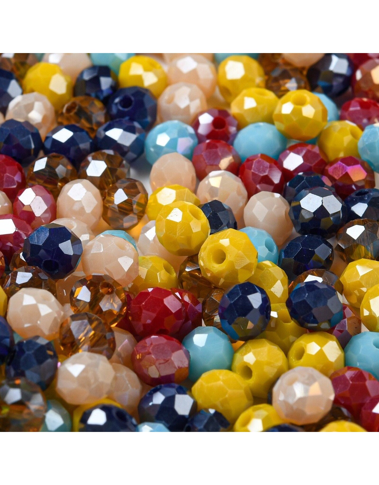 6x5mm Rondelle  Blue Red Yellow Mix  50g