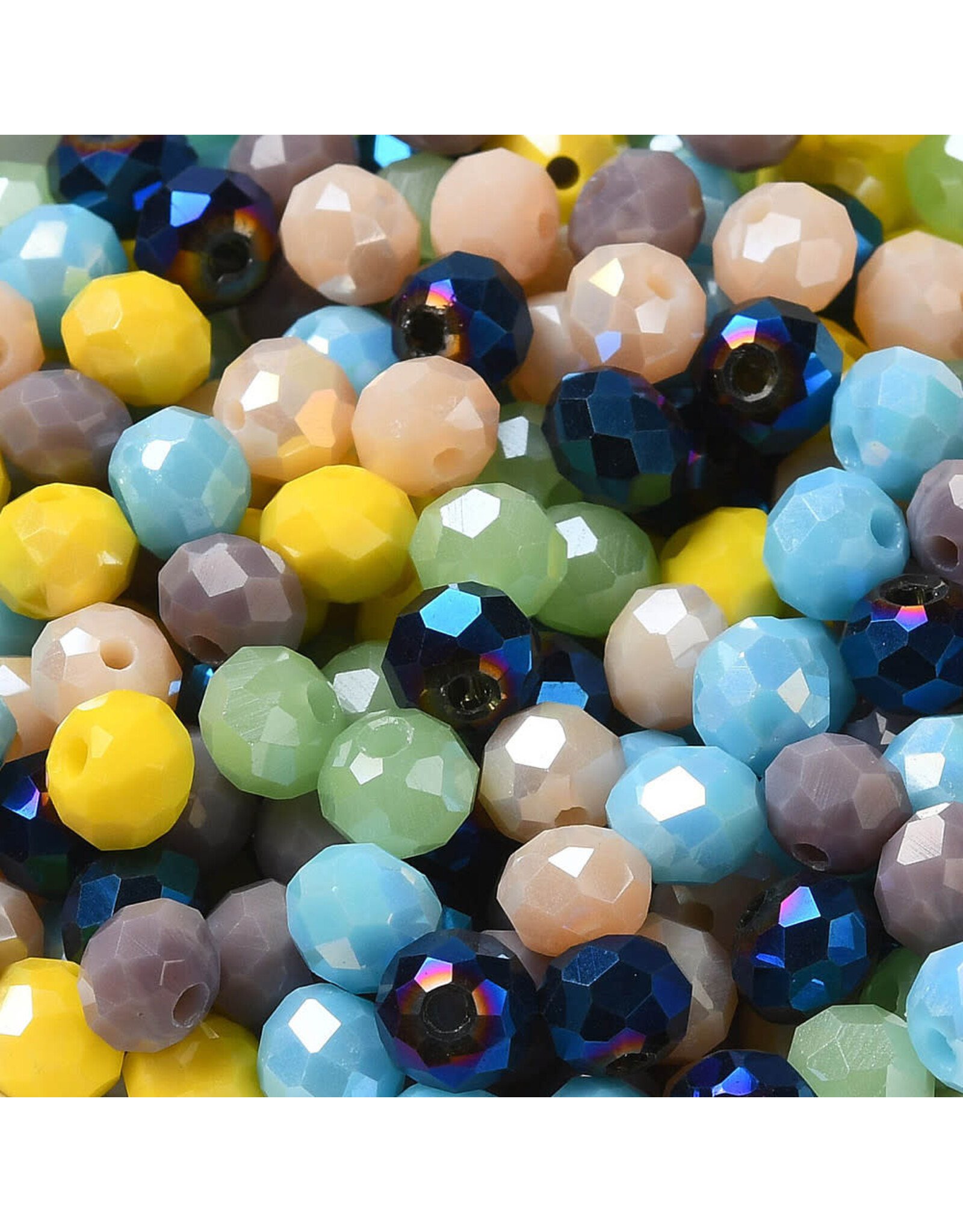 6x5mm Rondelle  Blue Green Yellow Mix  50g