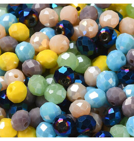 6x5mm Rondelle  Blue Green Yellow Mix  50g