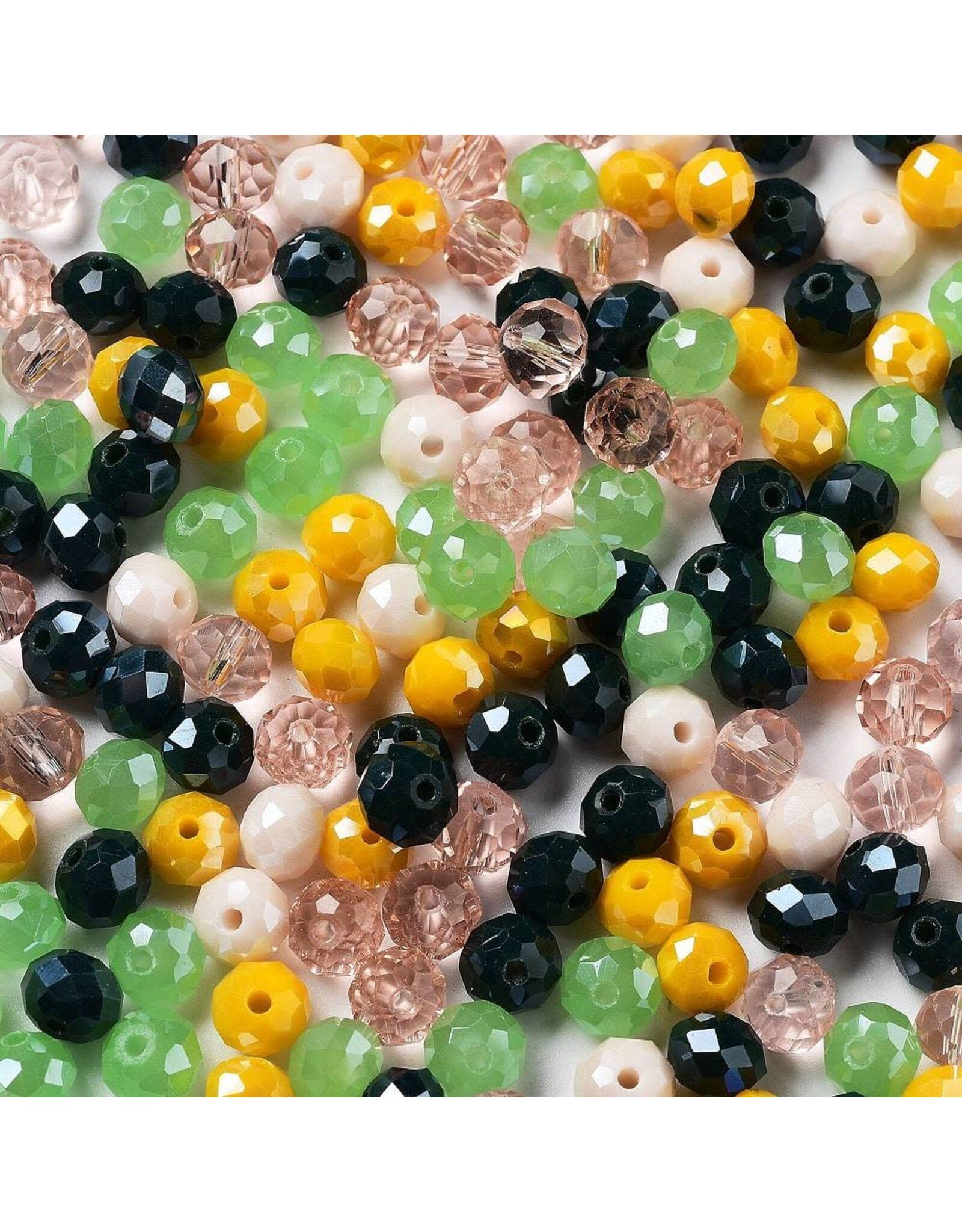 8x6mm Rondelle Yellow Blue Green Mix  50g