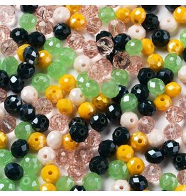 8x6mm Rondelle Yellow Blue Green Mix  50g