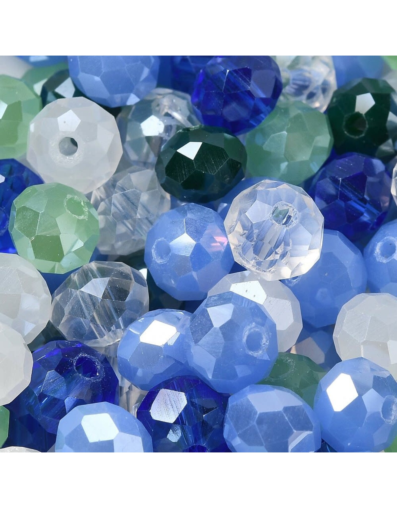 8x6mm Rondelle Blue Green Mix  50g