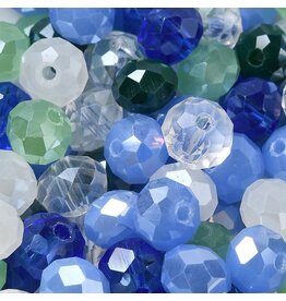 8x6mm Rondelle Blue Green Mix  50g