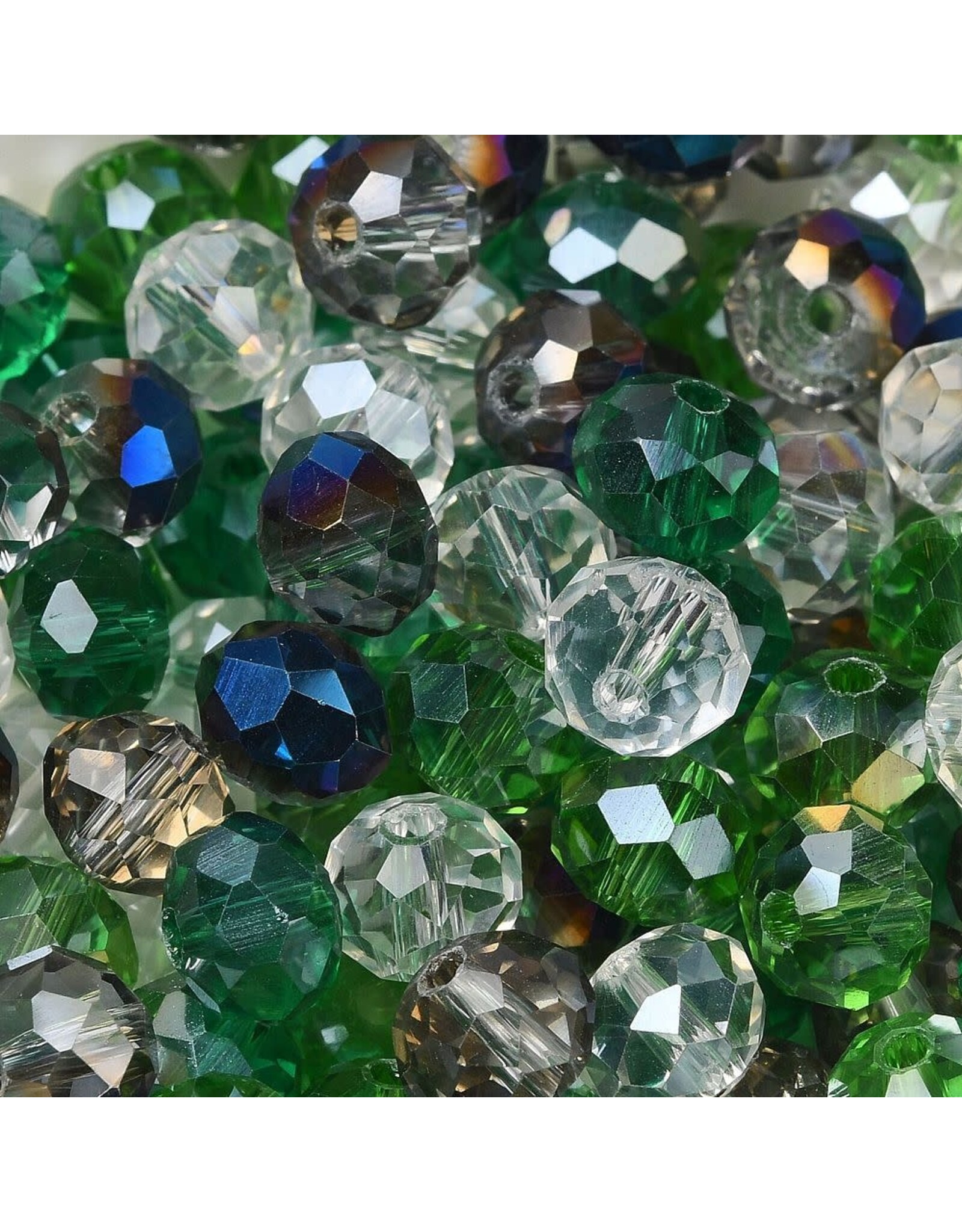 8x6mm Rondelle Dark  Green Mix  50g