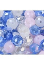8x6mm Rondelle Blue Pink Mix  50g