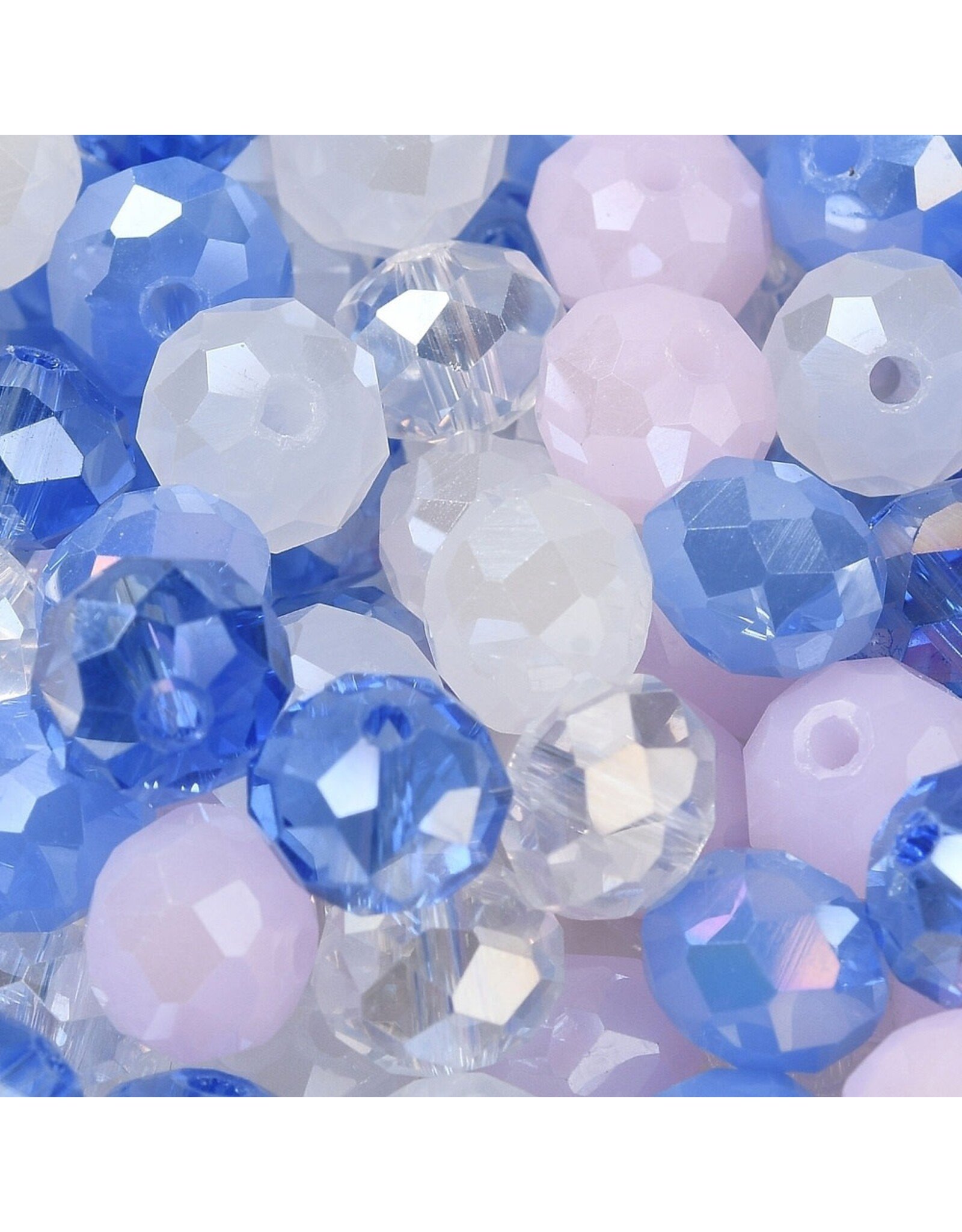 8x6mm Rondelle Blue Pink Mix  50g