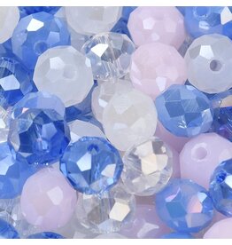 8x6mm Rondelle Blue Pink Mix  50g