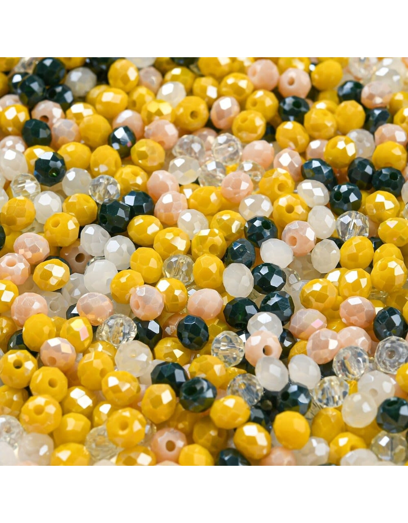 4x3mm Rondelle Green Yellow  Mix  50g