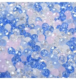 4x3mm Rondelle Blue Pink  Mix  50g