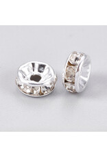 Rhinestone Rondelle Wedding Band 6mm Silver/Clear  Grade A