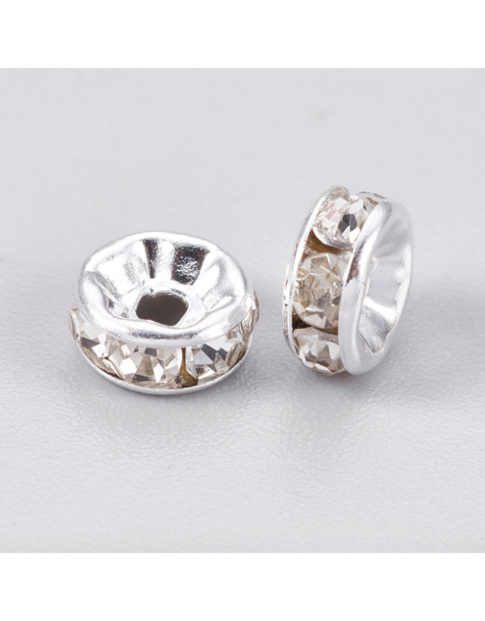 Rhinestone Rondelle Wedding Band 6mm Silver/Clear  Grade A