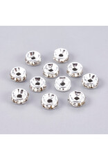 Rhinestone Rondelle Wedding Band 6mm Silver/Clear  Grade A