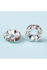 Rhinestone Rondelle Wavy Band 8mm Silver/Clear Grade A