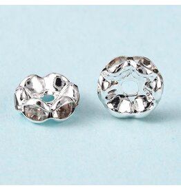 Rhinestone Rondelle Wavy Band 8mm Silver/Clear Grade A