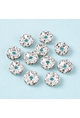 Rhinestone Rondelle Wavy Band 8mm Silver/Clear Grade A