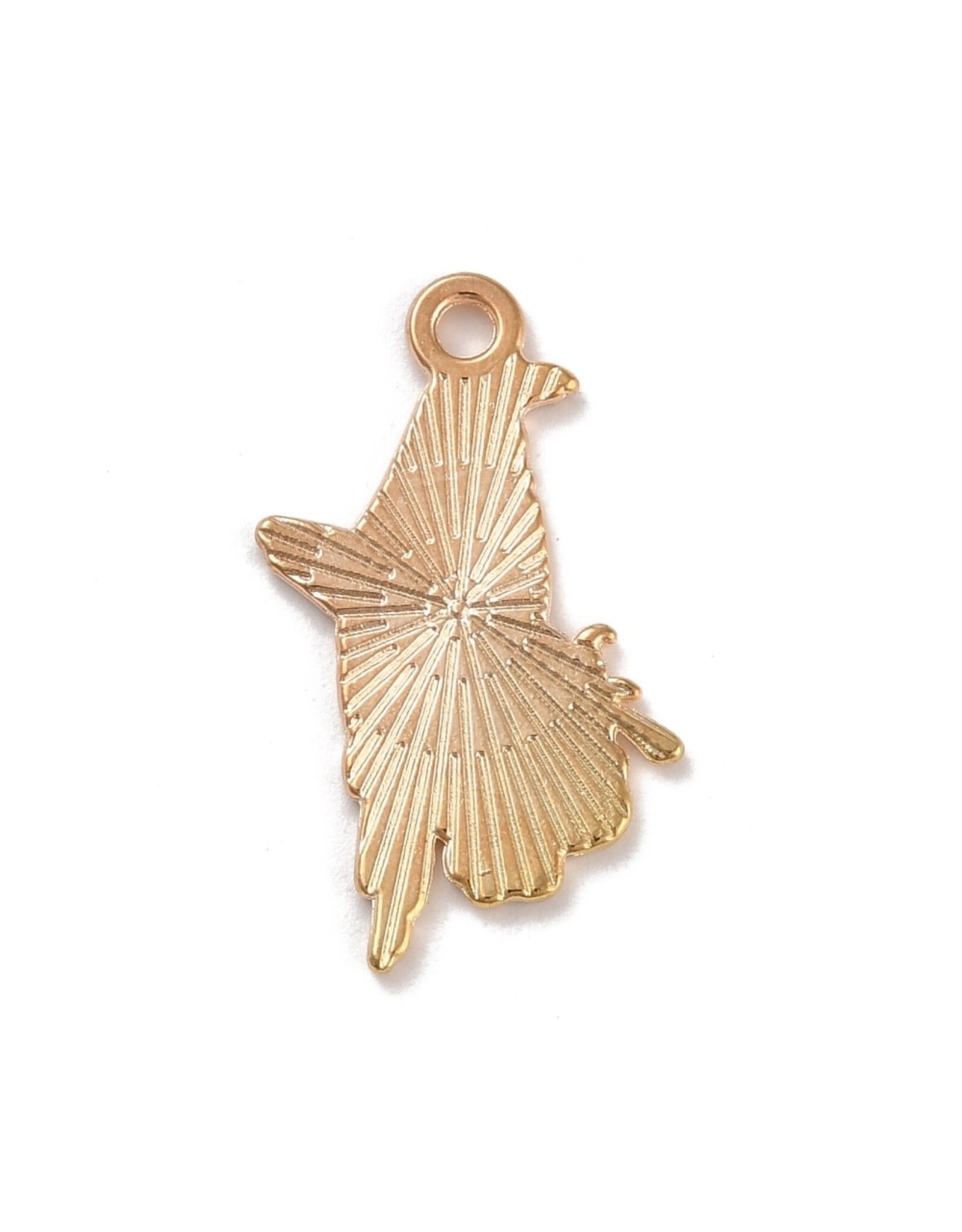 Enamel Raven With Rose and Feather  27mm  Gold  x2 NF