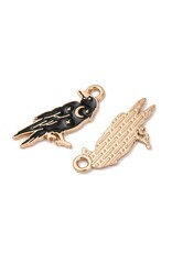Enamel Raven   25mm  Gold  x6 NF