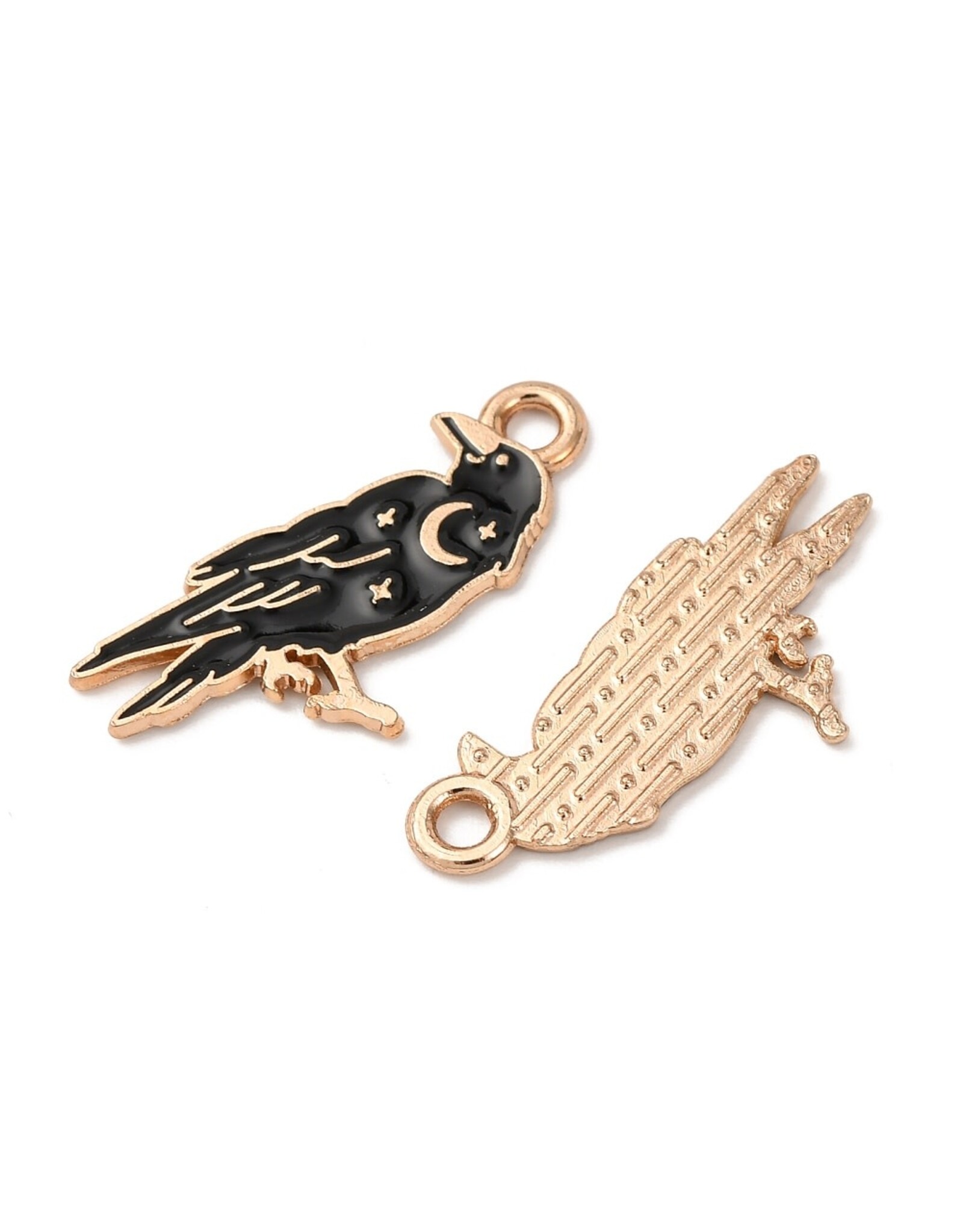 Enamel Raven   25mm  Gold  x6 NF